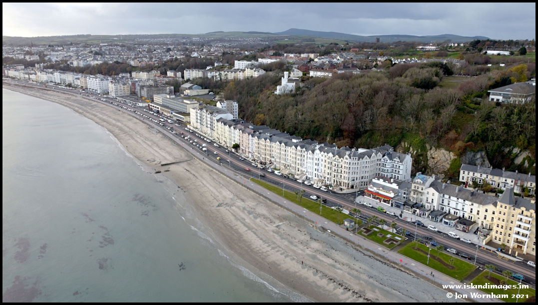 Aerial view of Queen's Promenade, Douglas, Isle of Man 25/11/21